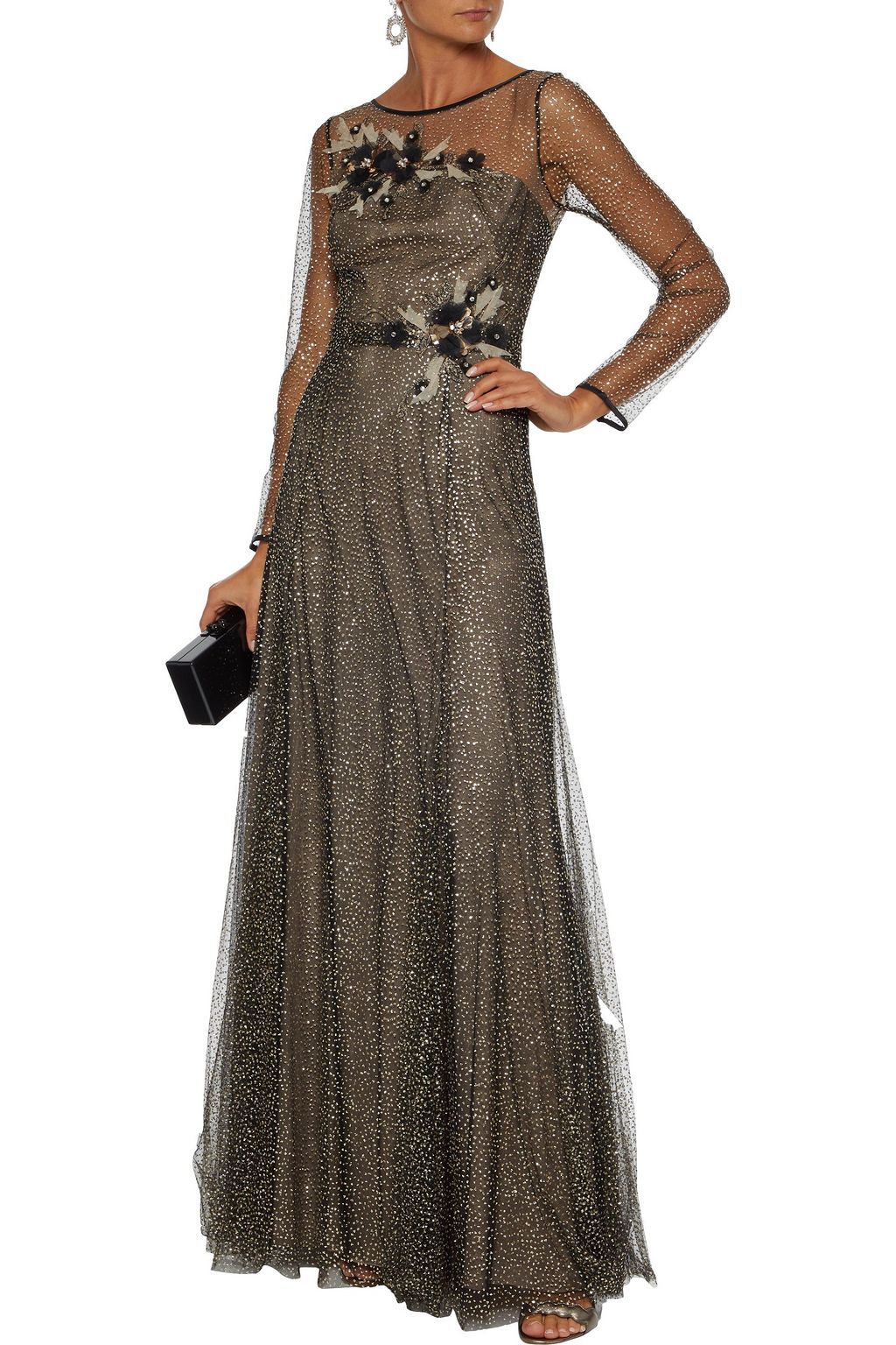 marchesa notte sequin sleeveless tulle gown