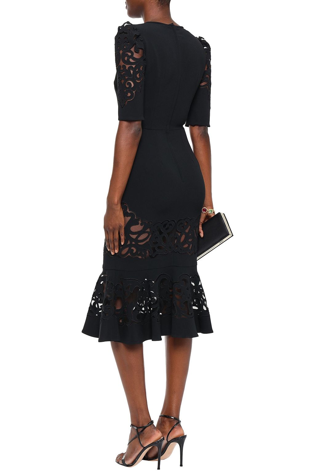 DOLCE&GABBANA Embroidered tulle and crepe midi dress