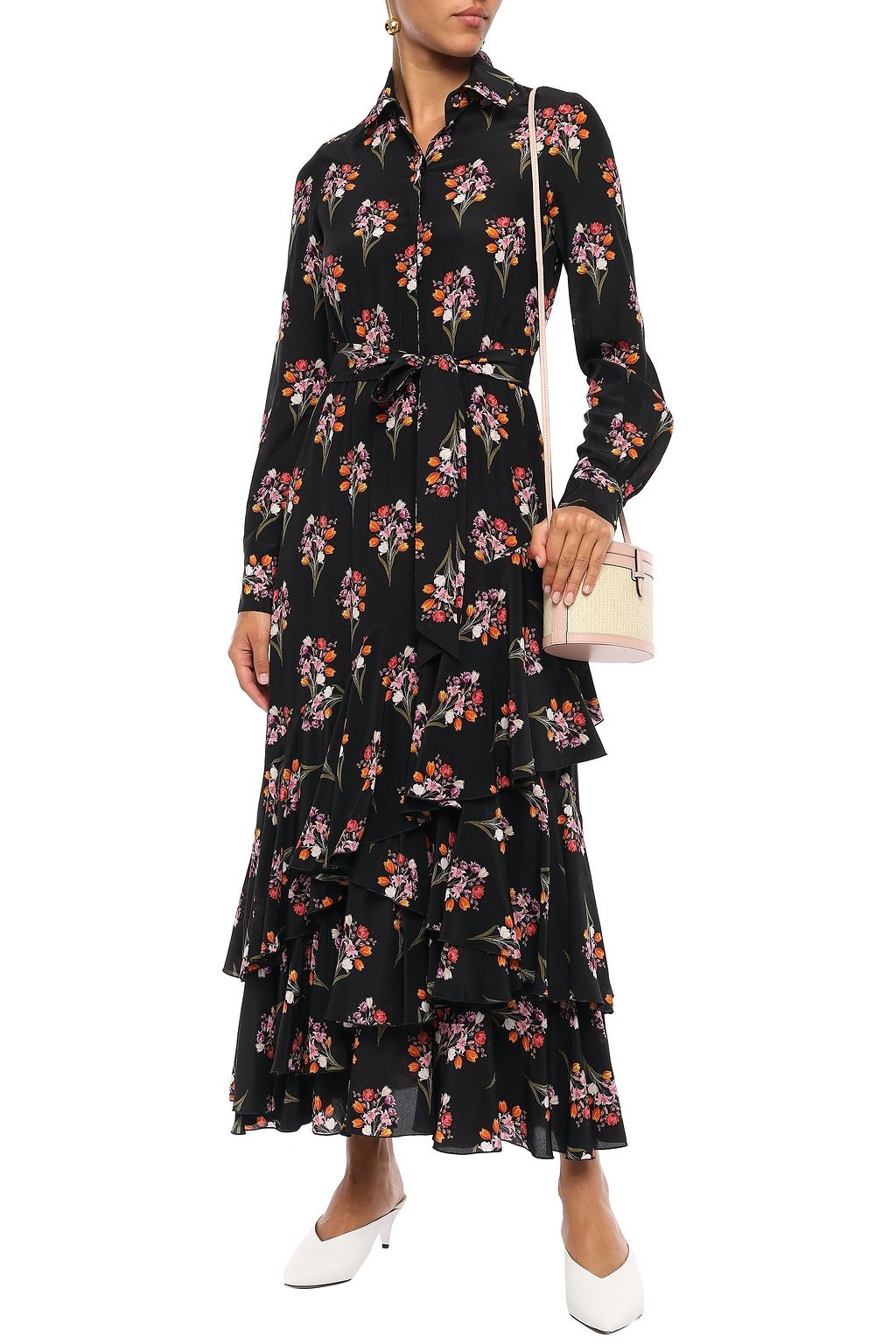 BORGO DE NOR Aurora tiered floral-print silk crepe de chine maxi dress