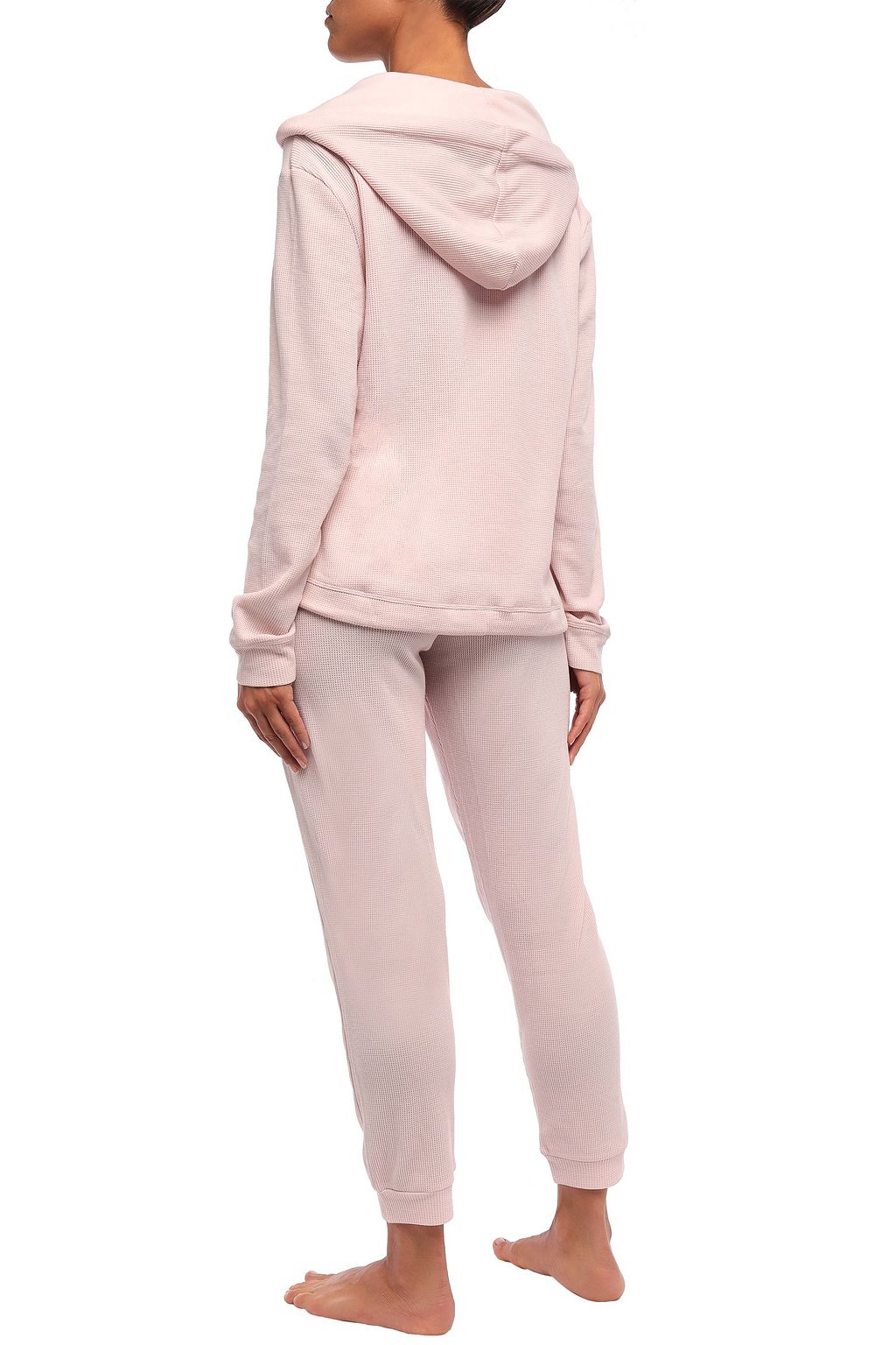 NATURAL SKIN Waffle-knit organic cotton-blend hooded pajama top