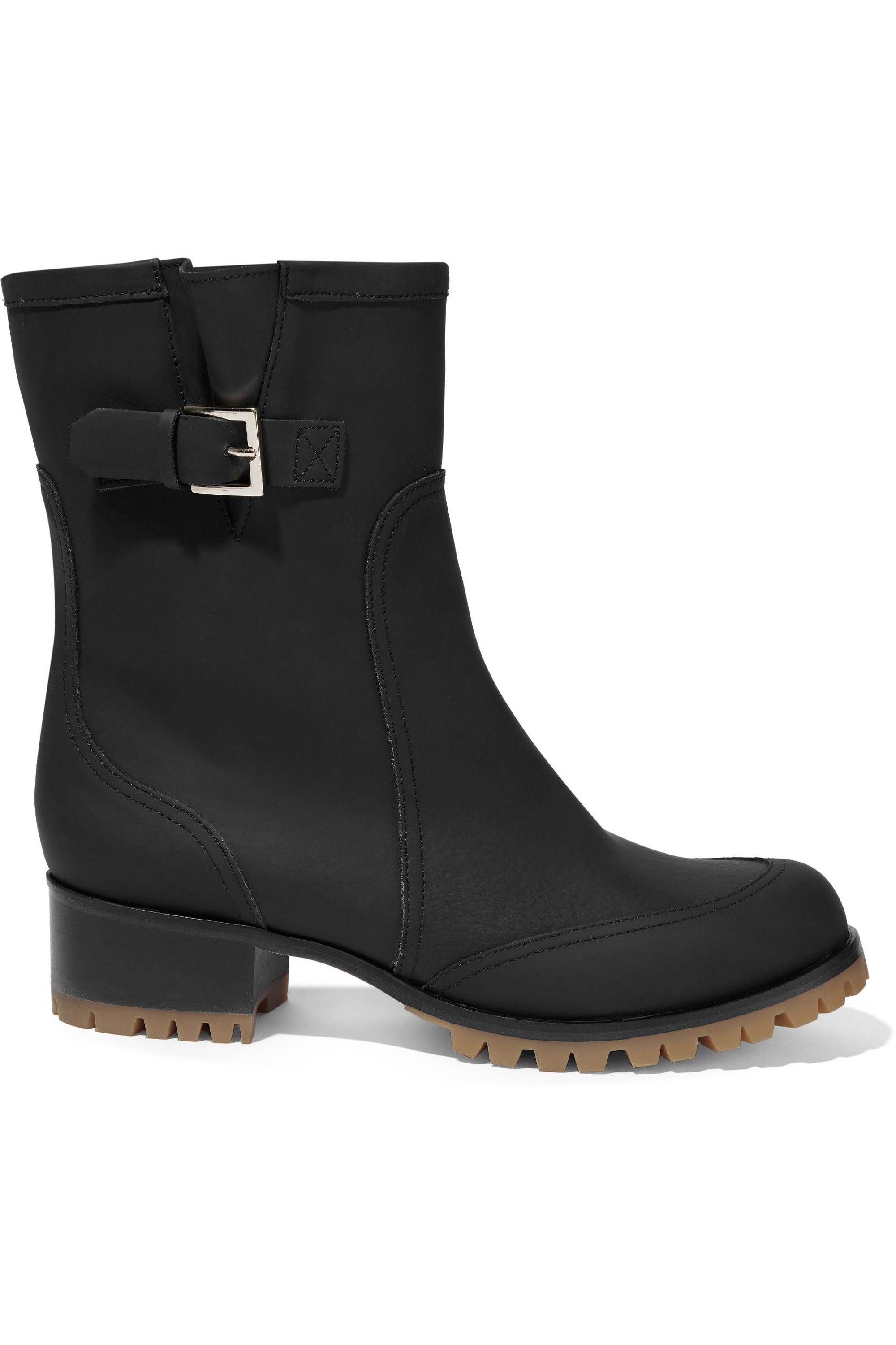 RED(V) Coated-leather ankle boots