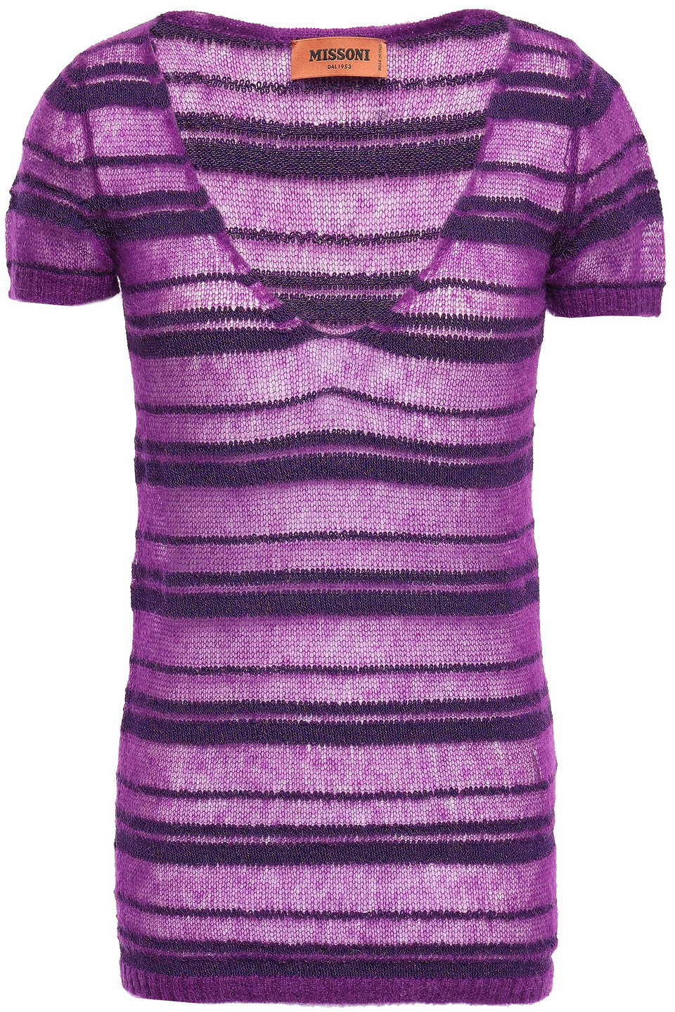 Missoni Woman Striped Crochet-knit Top Purple Size 38