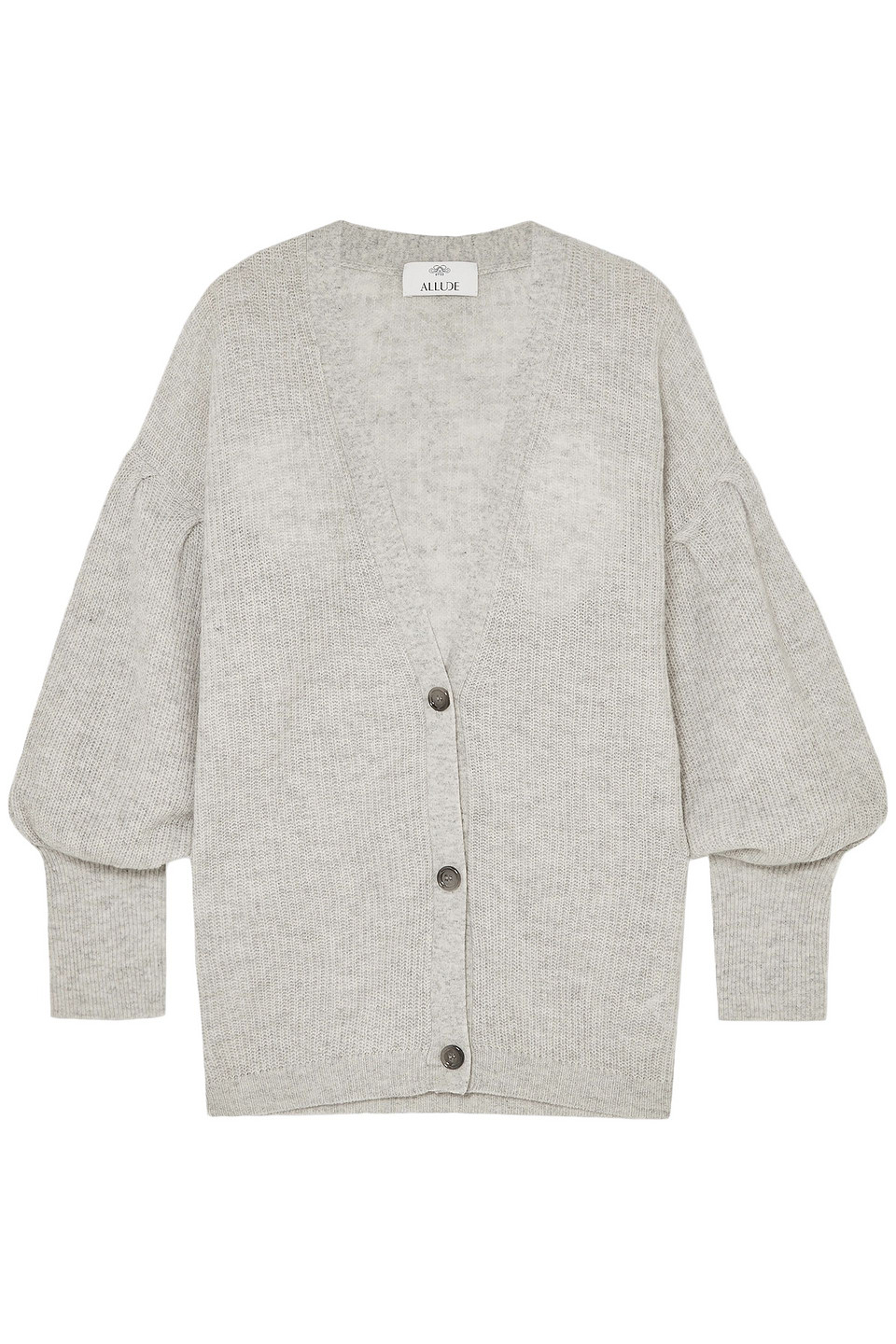 Allude Ribbed Wool And Cashmere-blend Cardigan In Stone