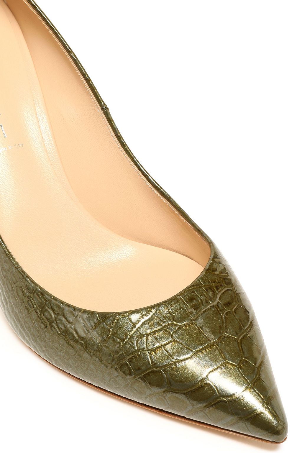 CASADEI Croc-effect glossed-leather pumps
