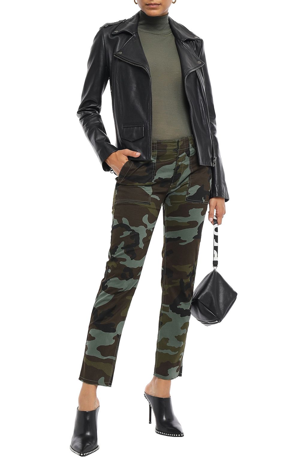 NILI LOTAN Jenna printed stretch-cotton twill slim-leg pants
