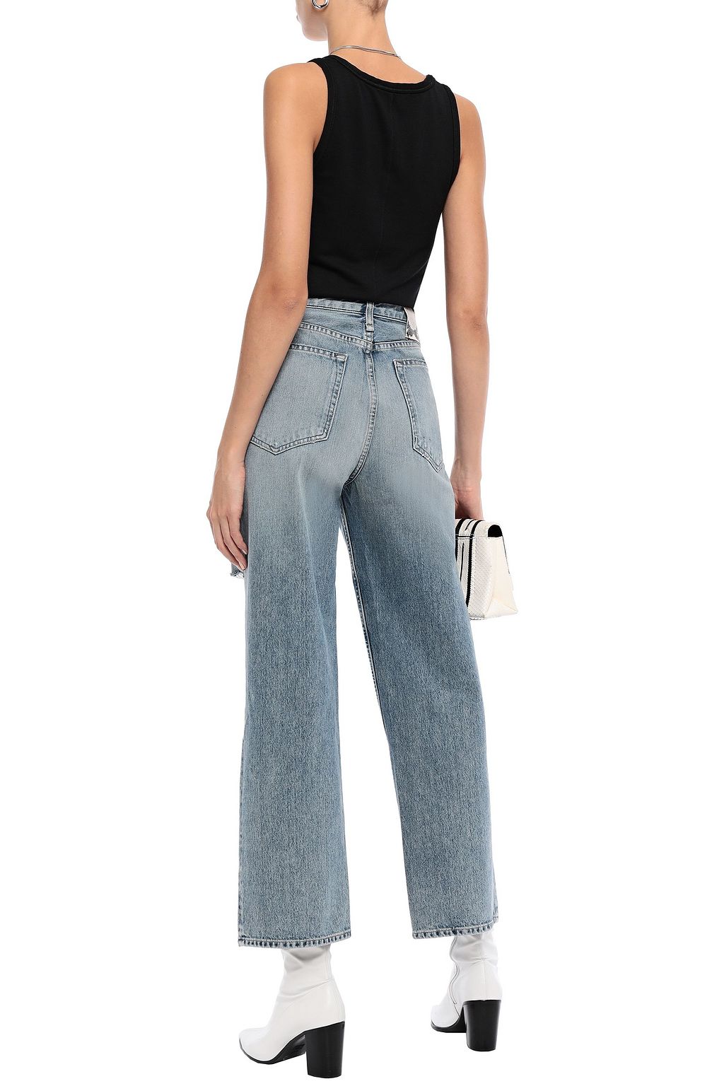 RAG & BONE Ruth distressed high-rise wide-leg jeans