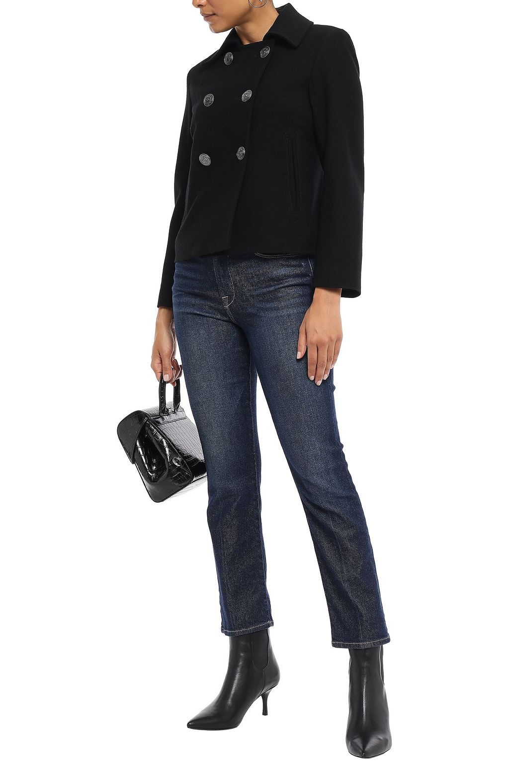 NILI LOTAN Franklin double-breasted brushed wool-twill coat