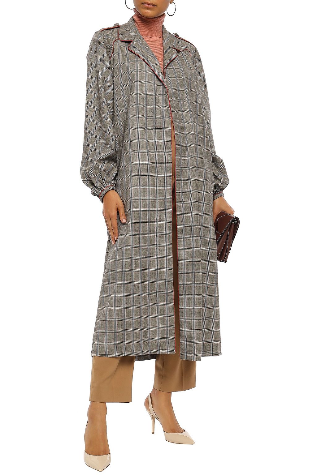 JOHANNA ORTIZ Prince of Wales checked wool and silk-blend coat