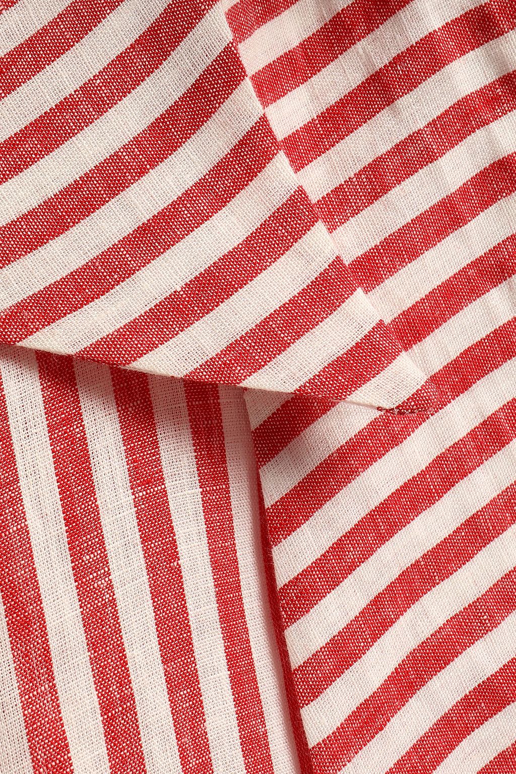 JOHANNA ORTIZ Ruffled striped linen midi skirt