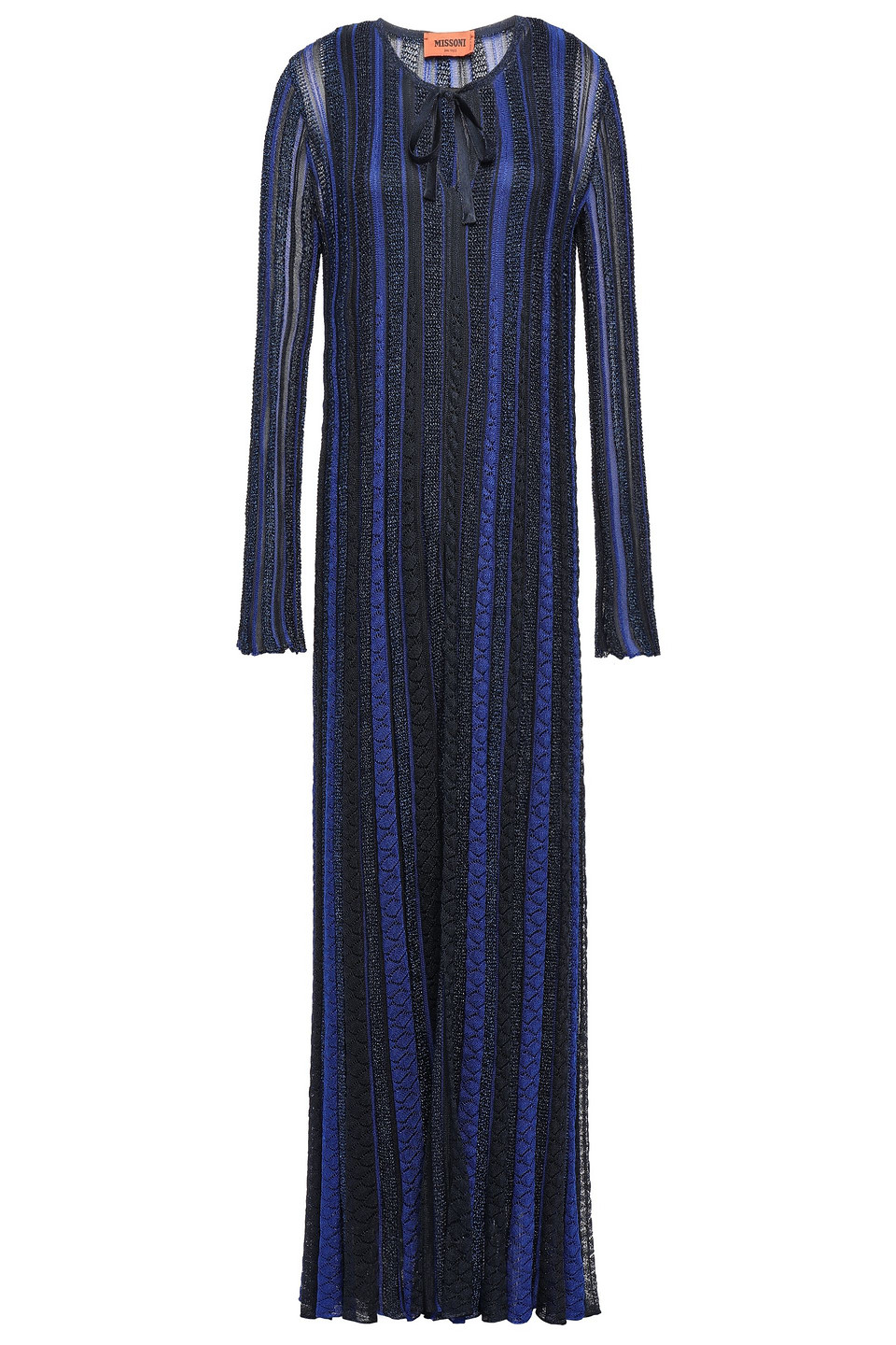 Missoni Woman Metallic Crochet-knit Maxi Dress Midnight Blue Size 36