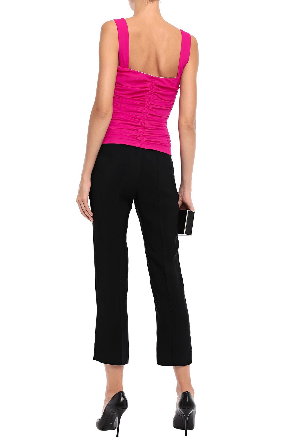 GALVAN  LONDON Franzi ruched silk-blend chiffon top
