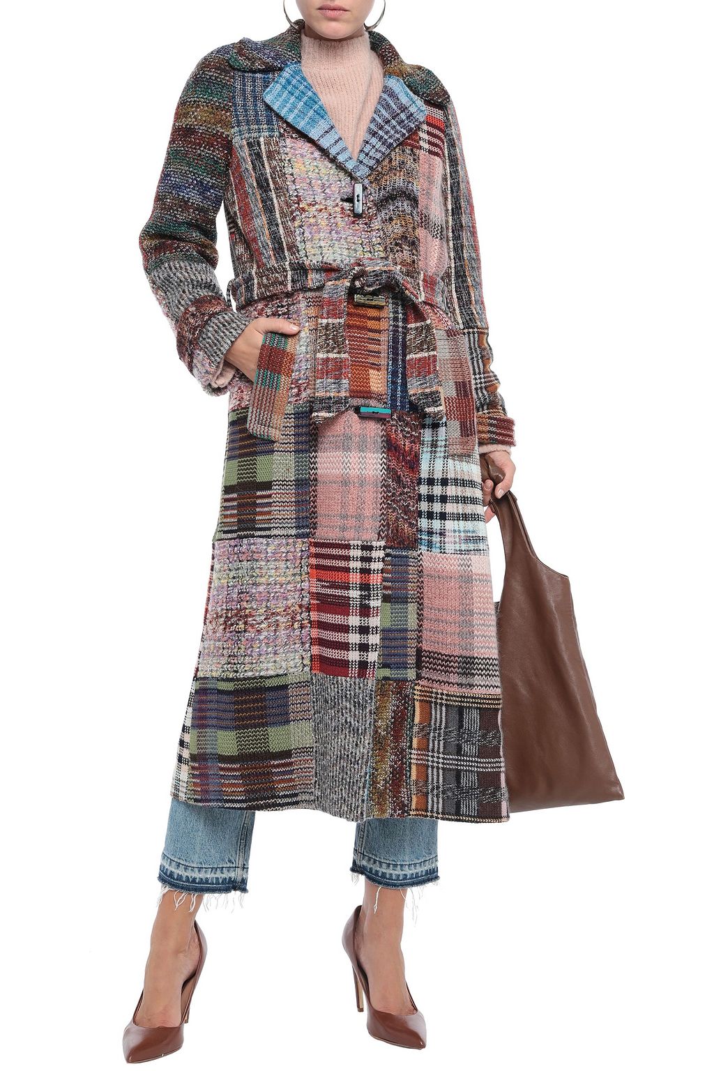 MISSONI Patchwork wool-blend coat