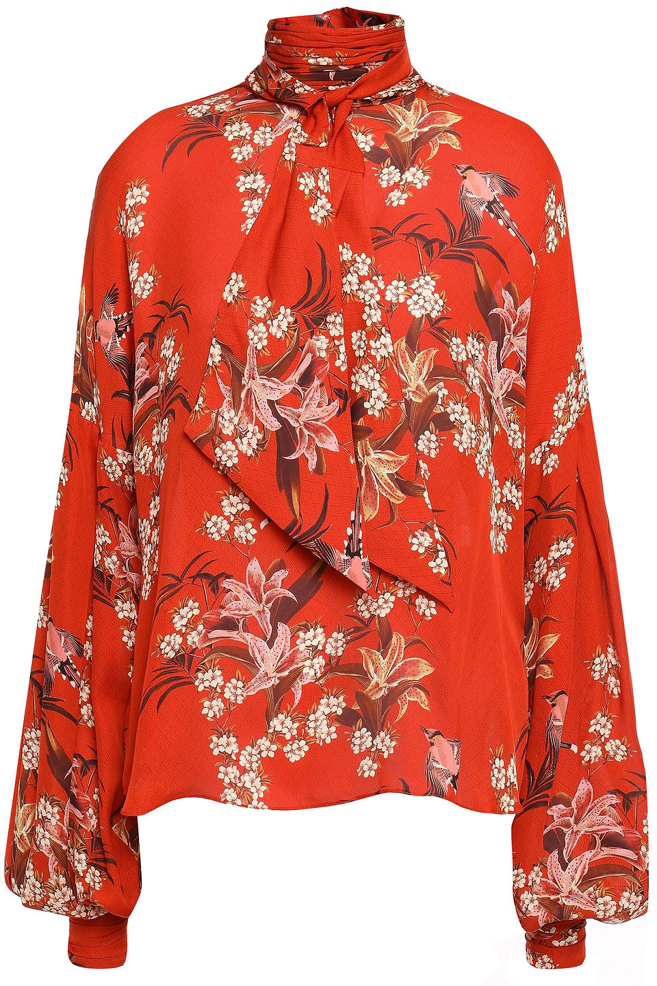 La Recoleta tie-neck floral-print silk blouse