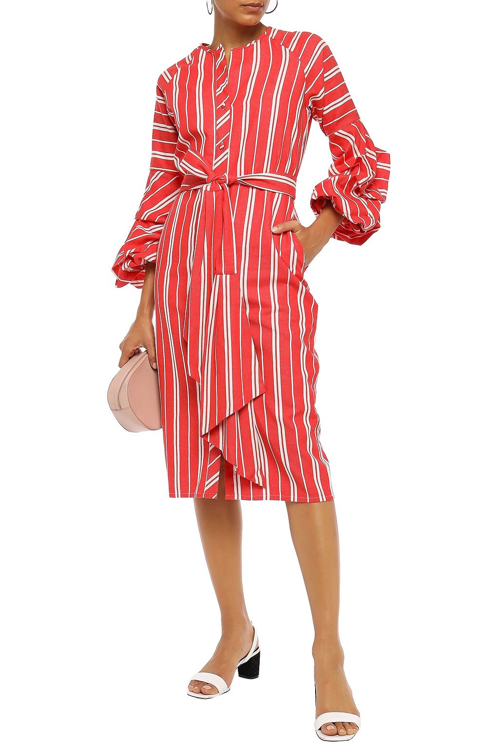 JOHANNA ORTIZ Santa Fe belted striped linen midi dress
