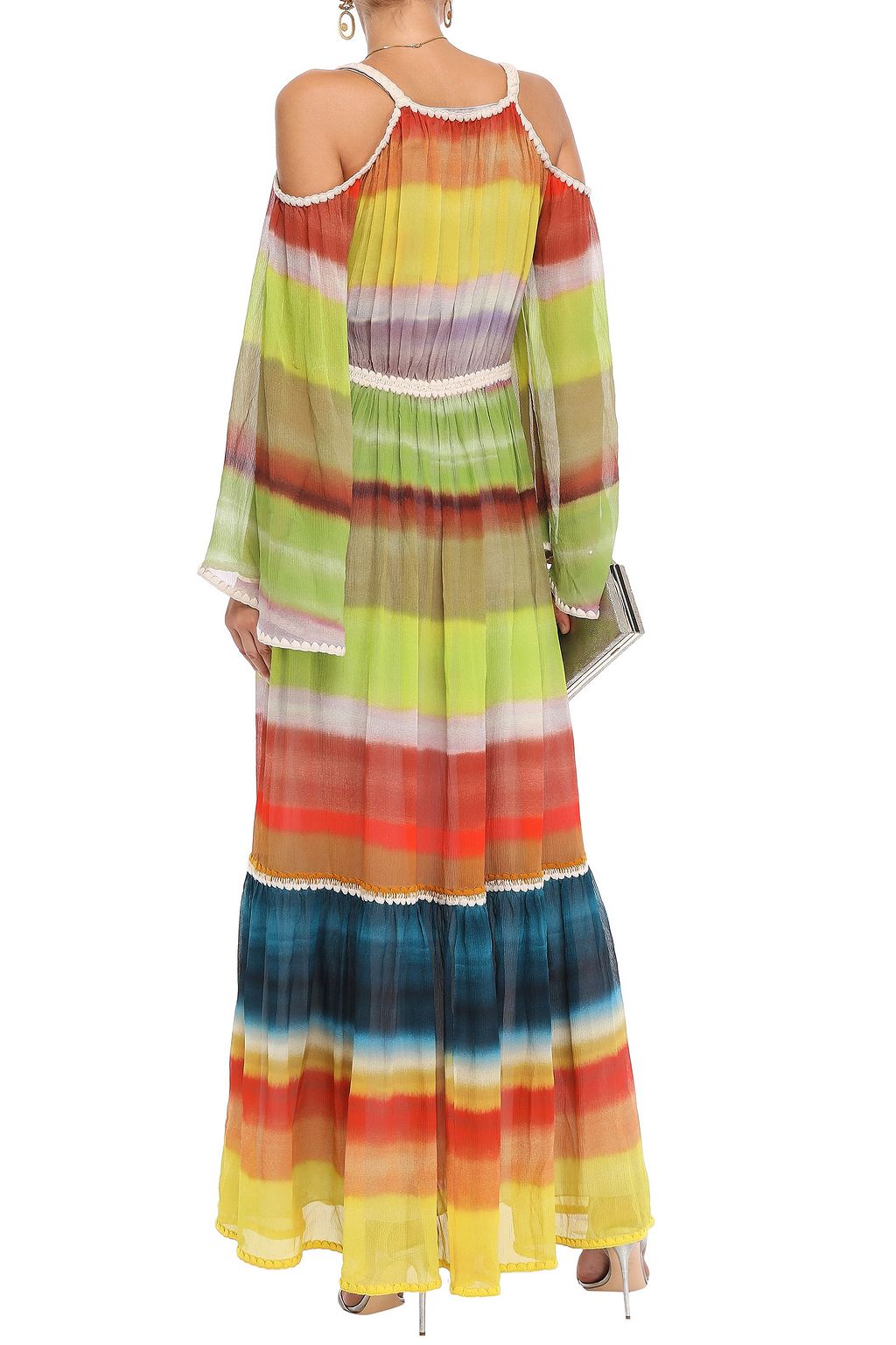 MISSONI Cold-shoulder dégradé silk-georgette maxi dress