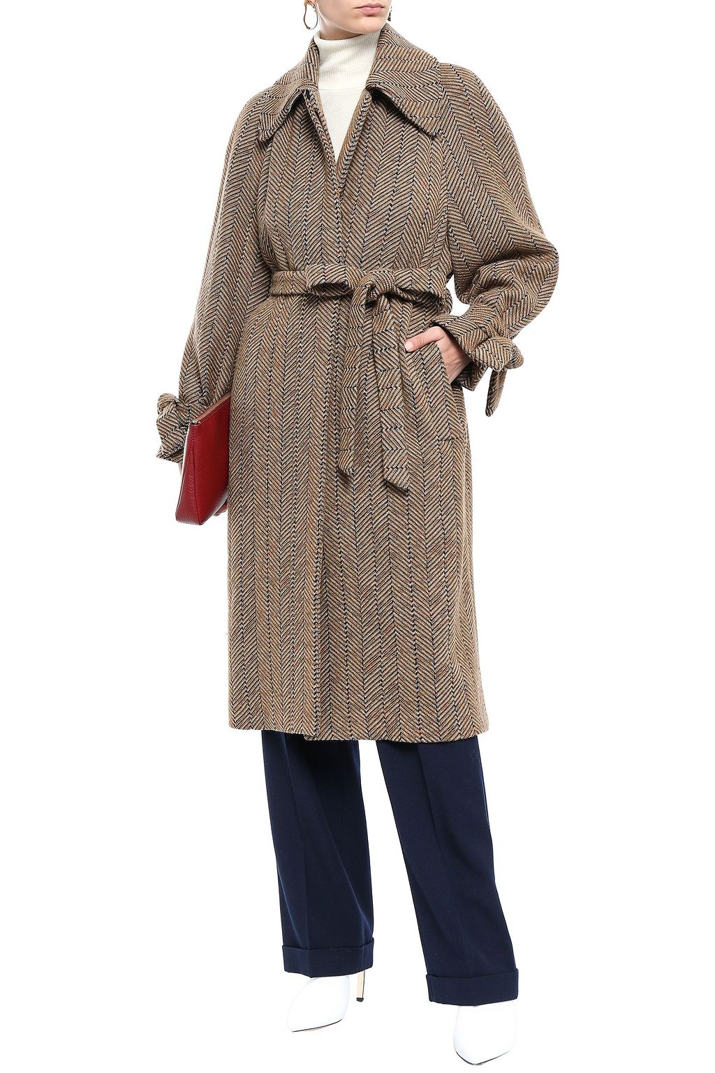 MISSONI Herringbone wool and cotton-blend jacquard coat