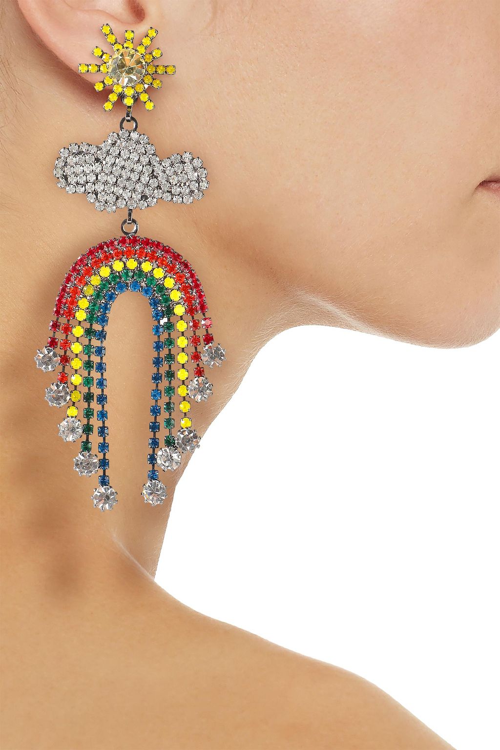 ELIZABETH COLE The Pot of Gold gunmetal-tone crystal earrings