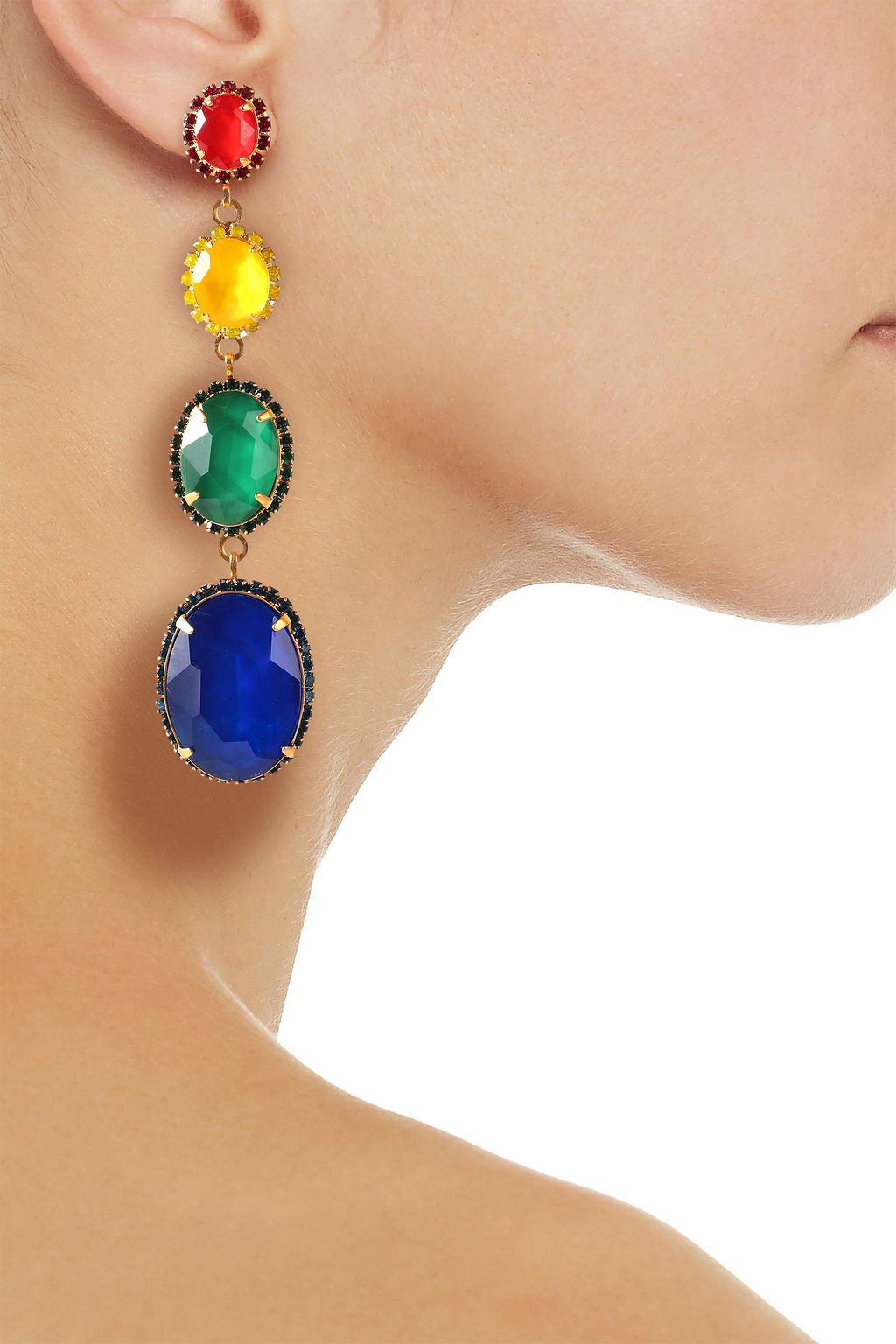 ELIZABETH COLE The Calhoun 24-karat gold-plated, Swarovski crystal and stone earrings