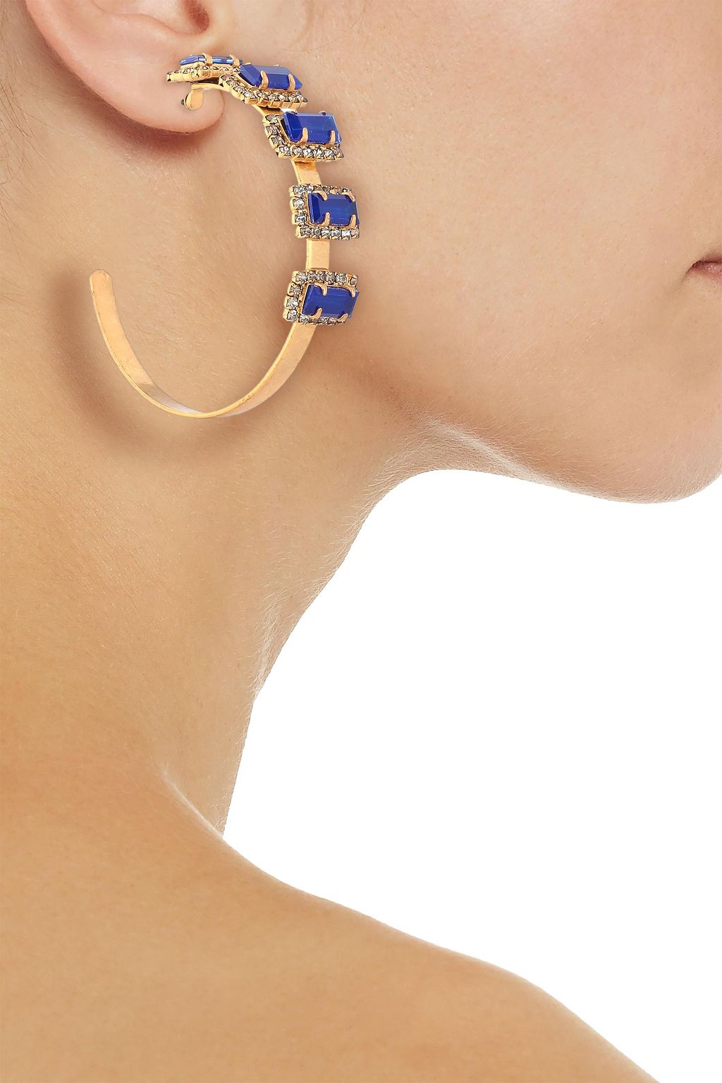 ELIZABETH COLE Jalus 24-karat gold-plated, stone and crystal hoop earrings