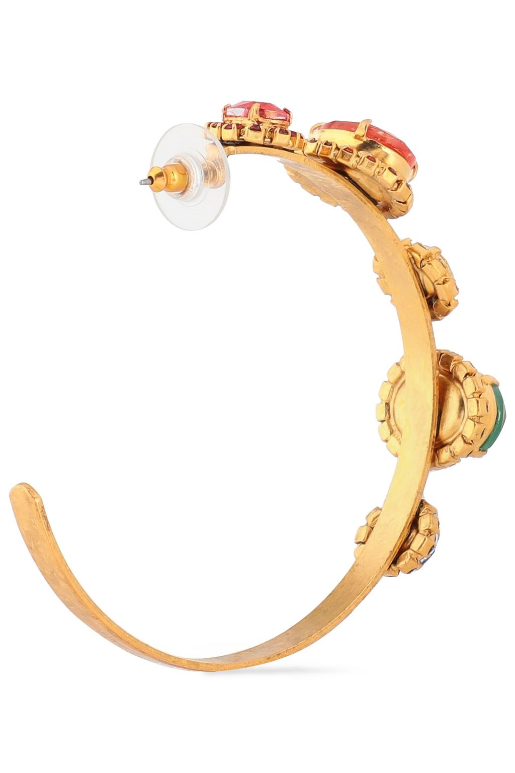 ELIZABETH COLE The Mena 24-karat gold-plated, crystal and stone hoop earrings
