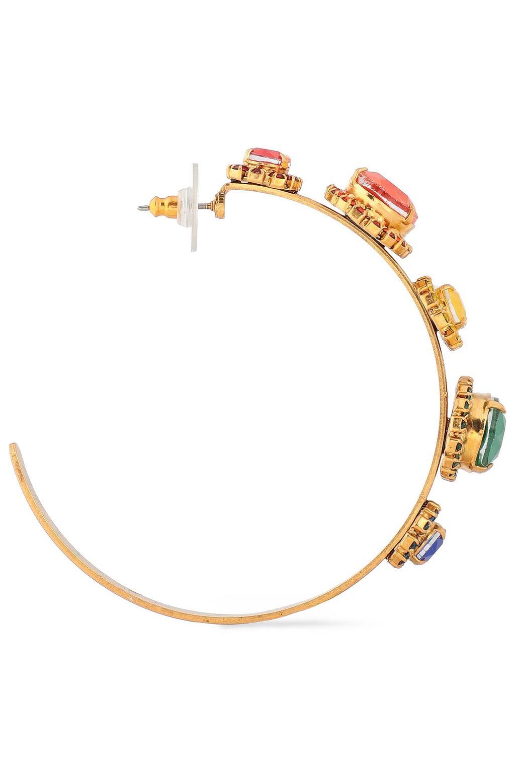 ELIZABETH COLE The Mena 24-karat gold-plated, crystal and stone hoop earrings