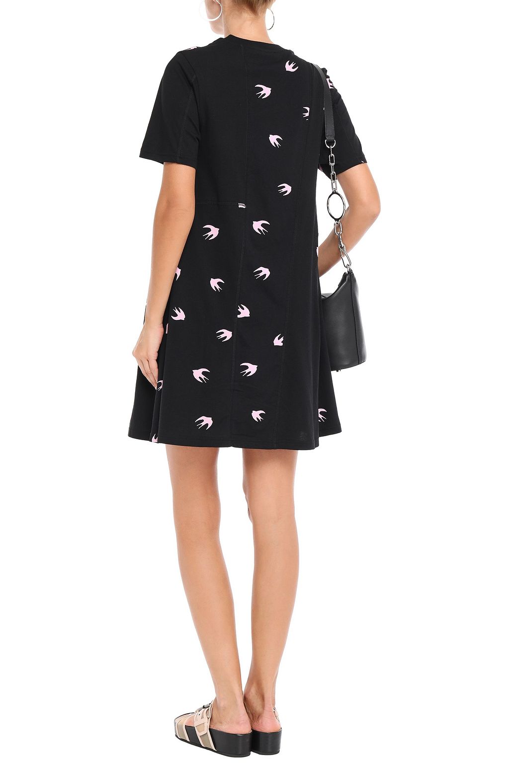 MCQ ALEXANDER MCQUEEN Paneled printed cotton-jersey mini dress