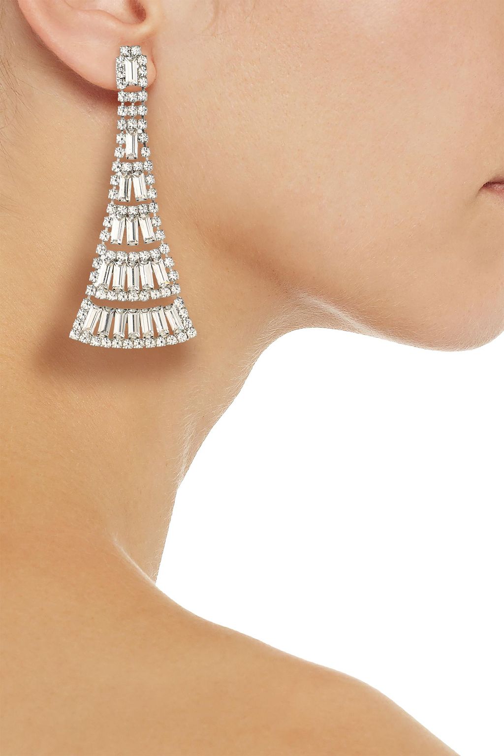 ELIZABETH COLE Rhodium-plated Swarovski crystal earrings