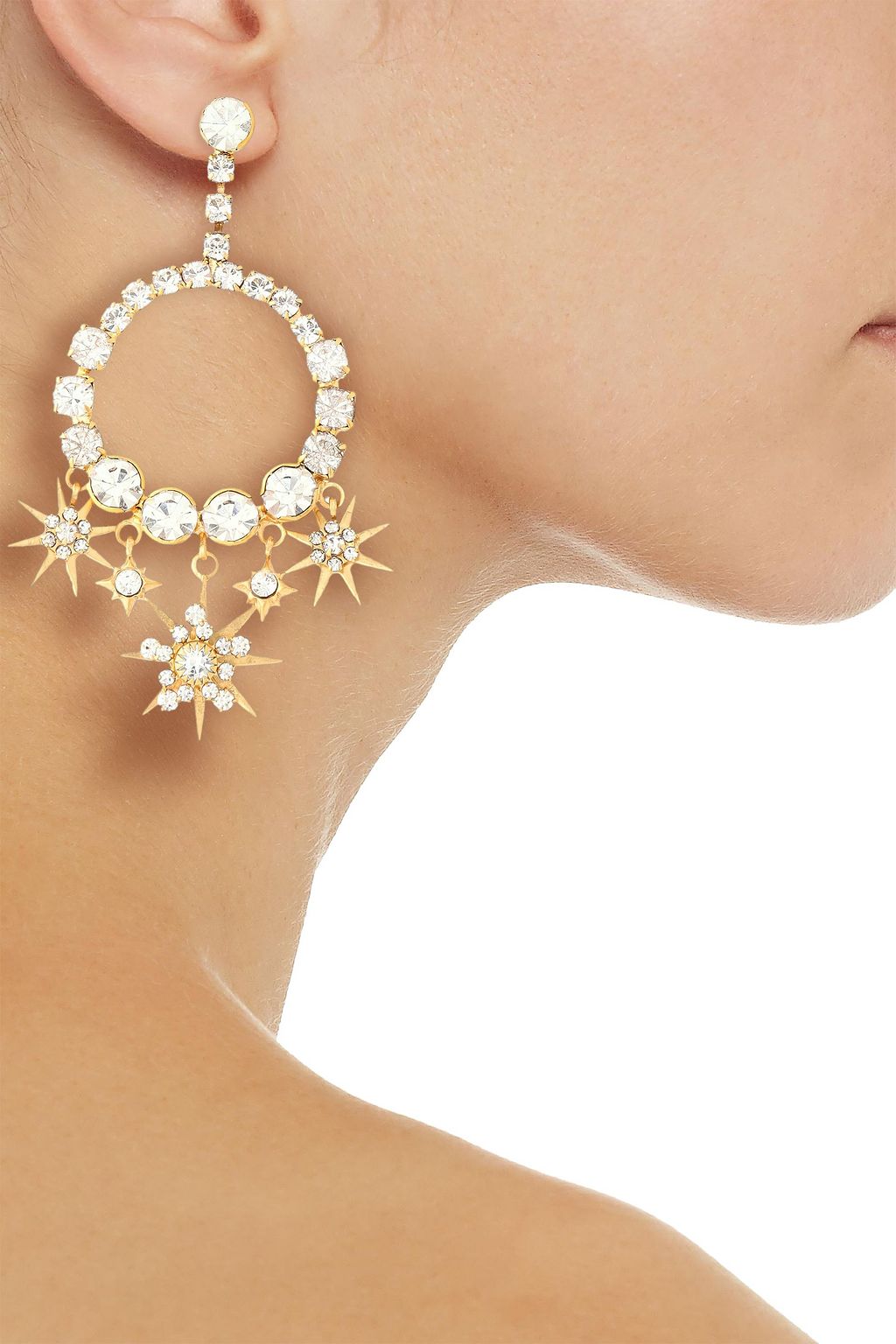 ELIZABETH COLE Bracken 24-karat gold-plated crystal earrings