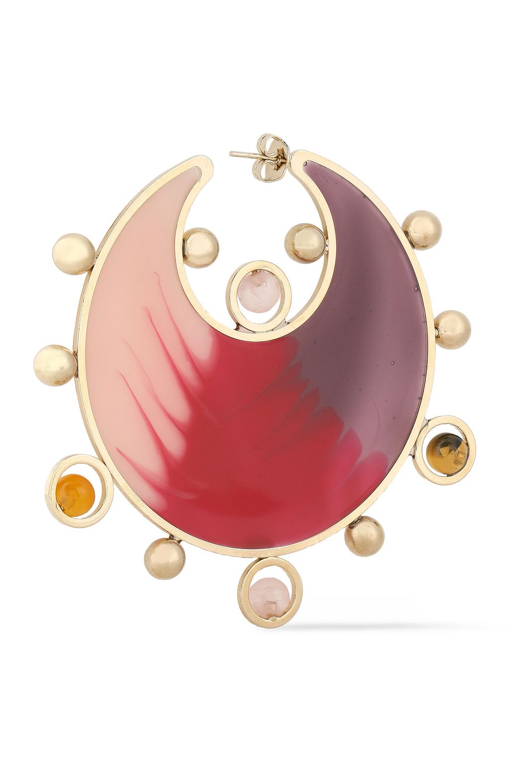 MISSONI Gold-tone, printed resin and enamel earrings