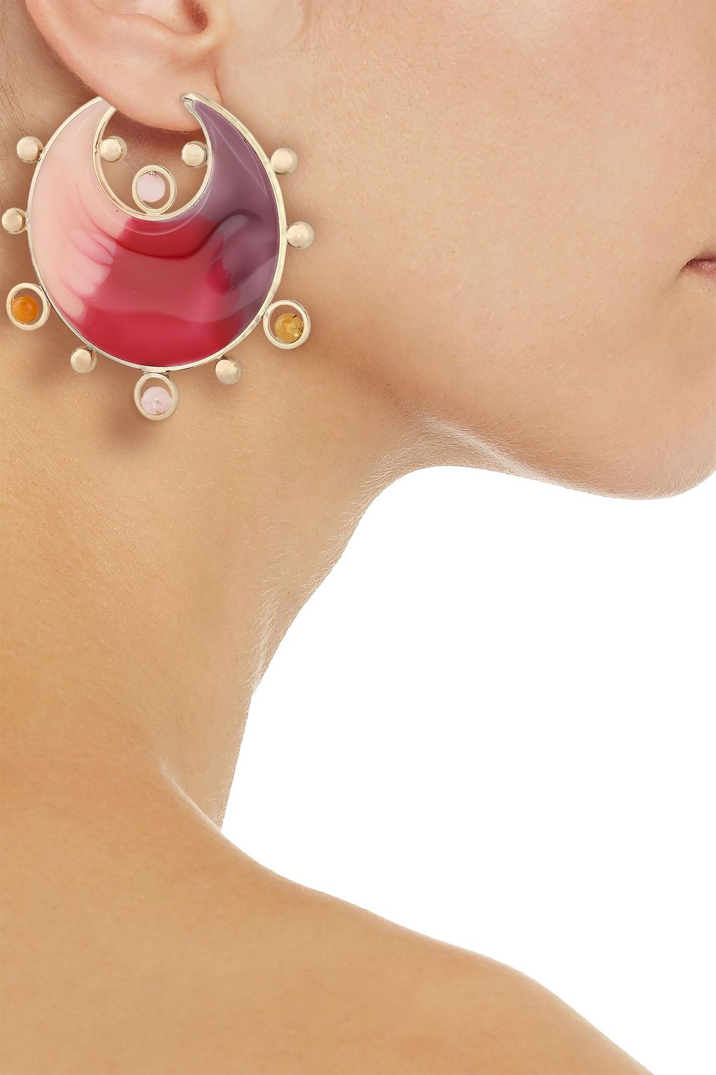 MISSONI Gold-tone, printed resin and enamel earrings