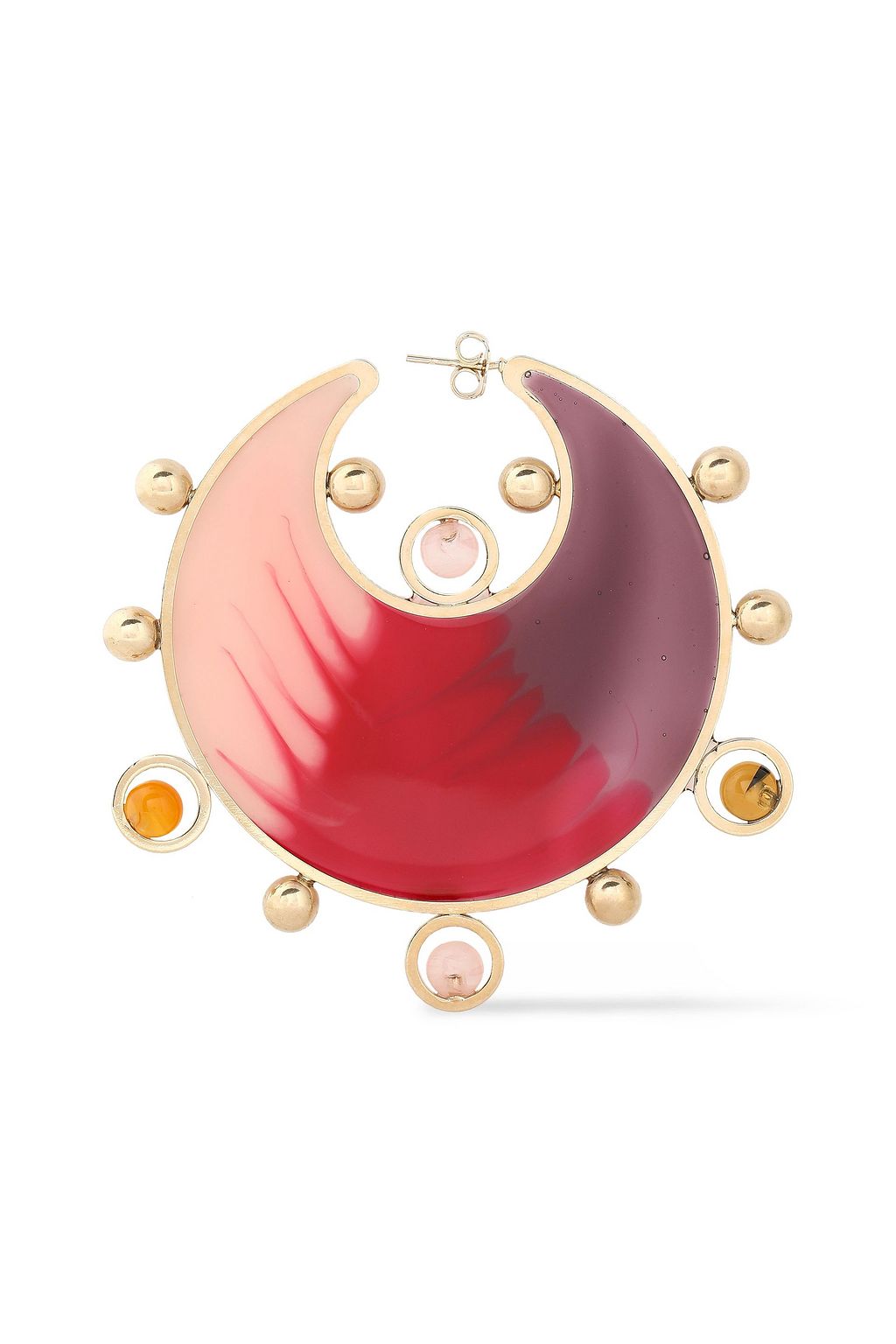 MISSONI Gold-tone, printed resin and enamel earrings