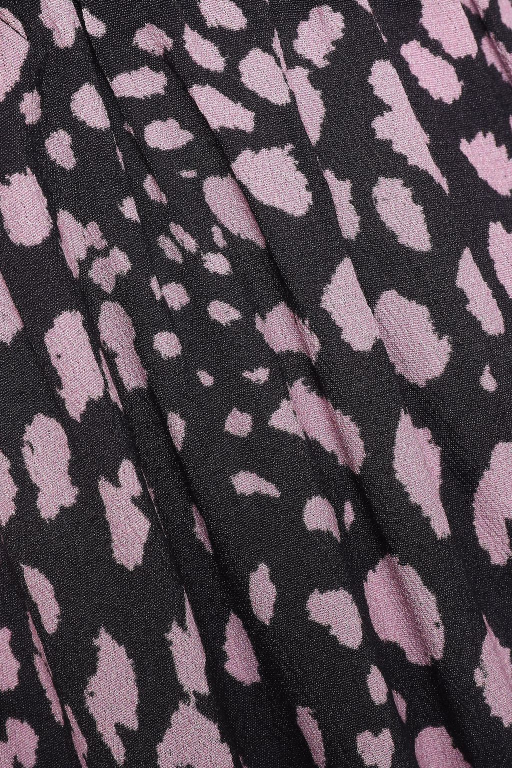 MCQ ALEXANDER MCQUEEN Leavers lace-paneled leopard-print crepe midi skirt