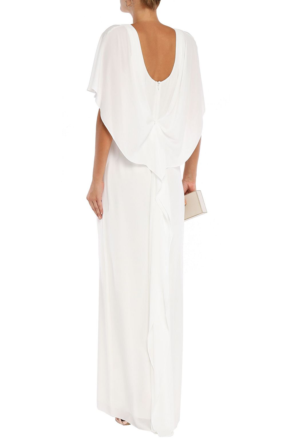 Cape-effect draped crepe gown - Thumbnail 3