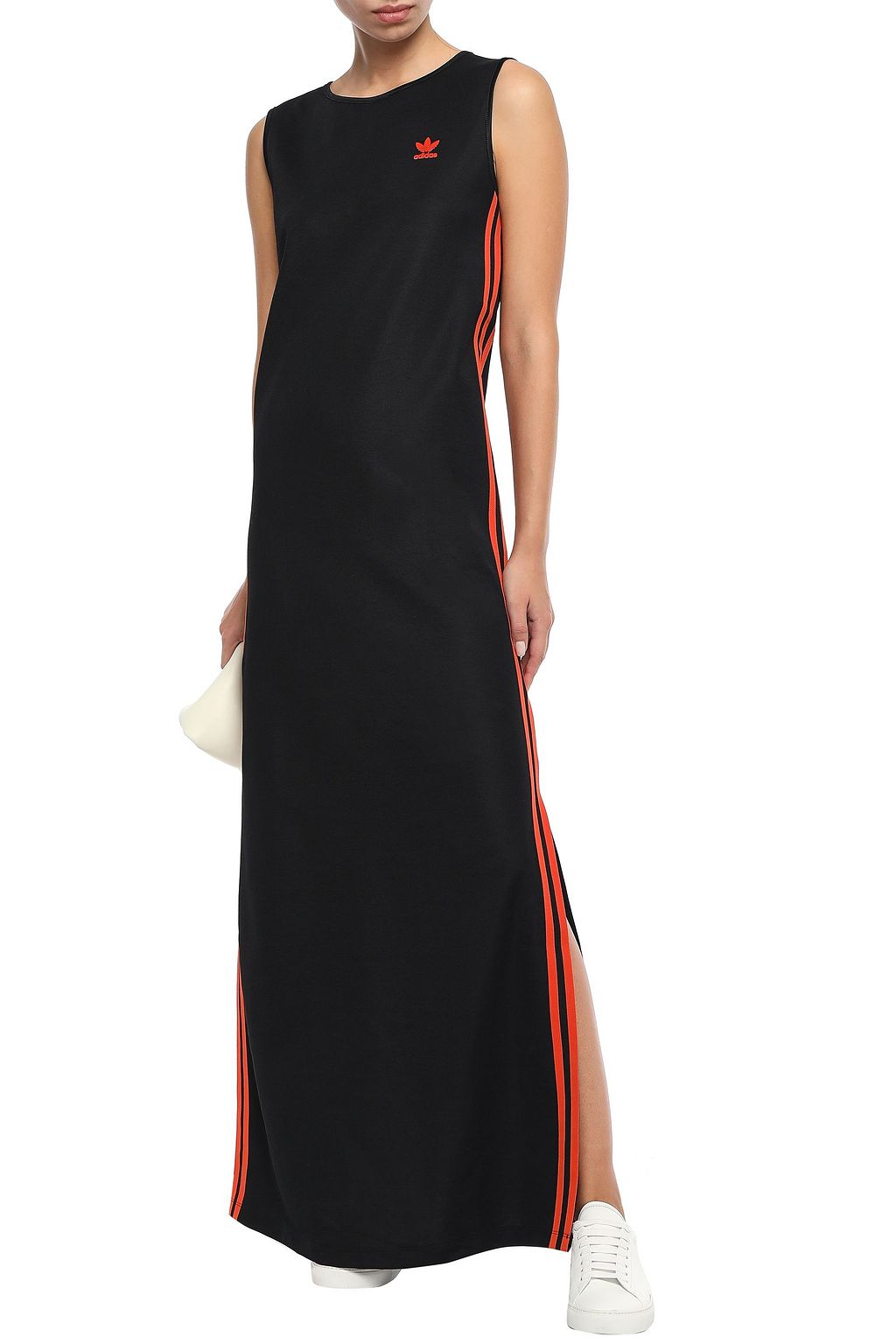 ADIDAS ORIGINALS Striped cotton-piqué maxi dress