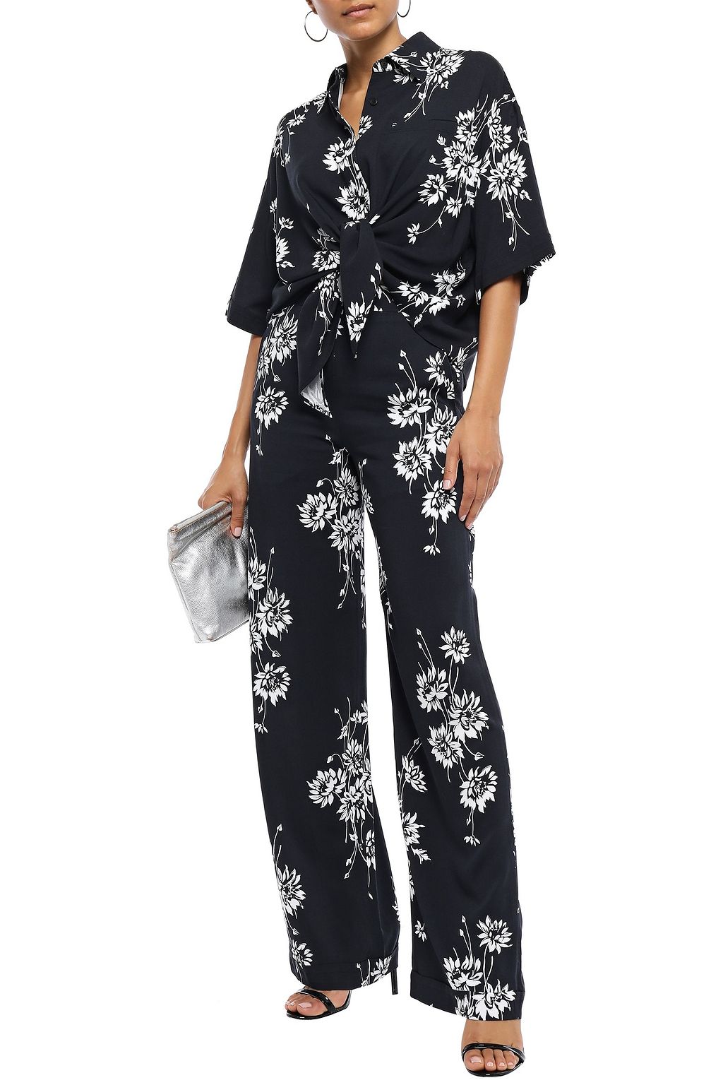 MCQ ALEXANDER MCQUEEN Floral-print twill wide-leg pants