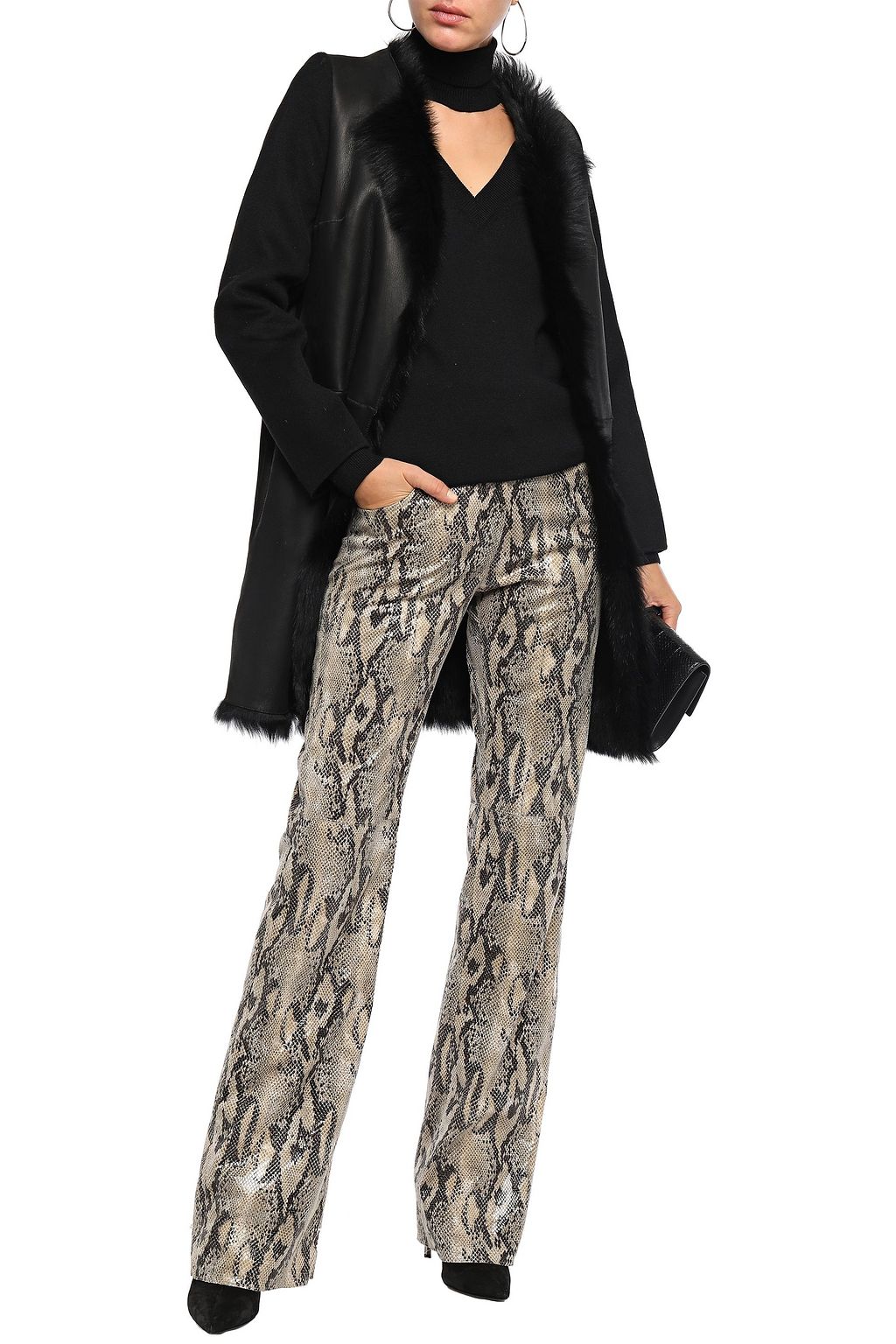 YVES SALOMON Reversible wool-paneled shearling coat