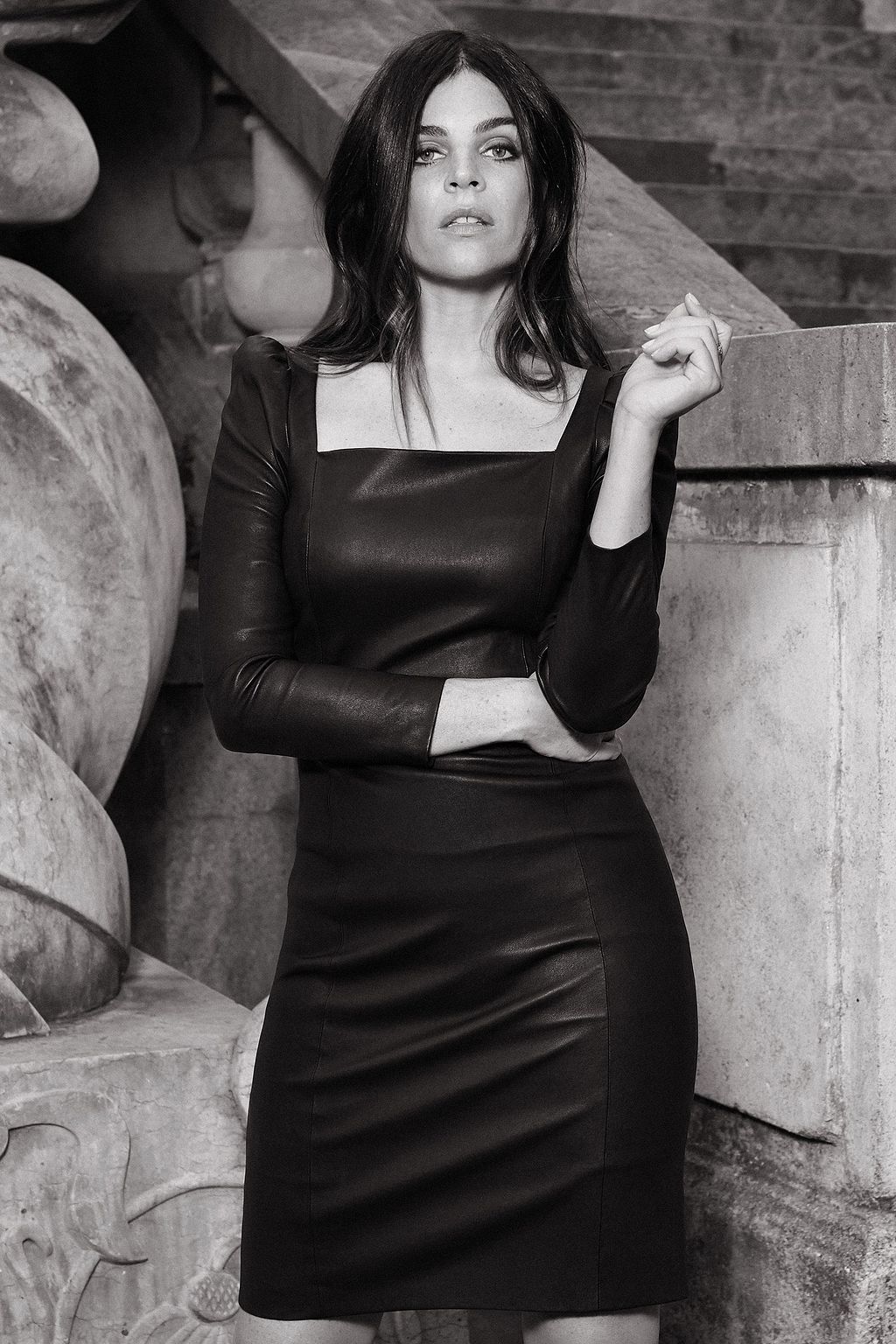 IRIS & INK + Julia Restoin Roitfeld Nicole gathered leather dress