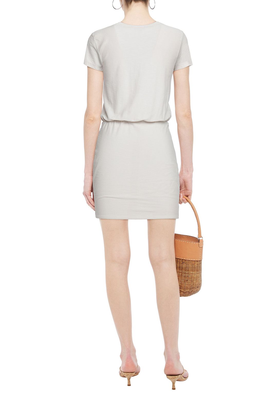 JAMES PERSE Gathered stretch-cotton jersey mini dress