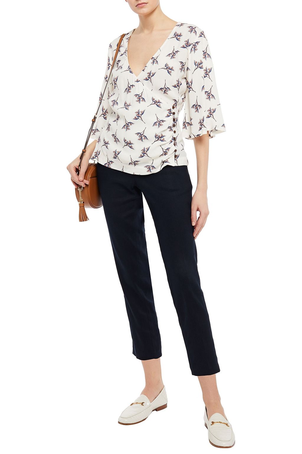 BA&SH Wrap-effect floral-print crepe blouse