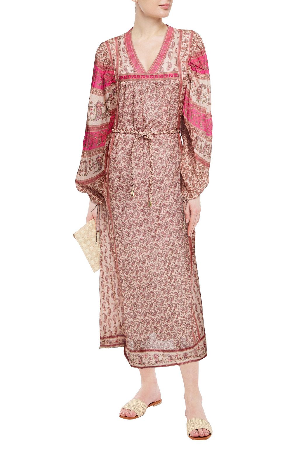 ZIMMERMANN Belted printed cotton maxi dress