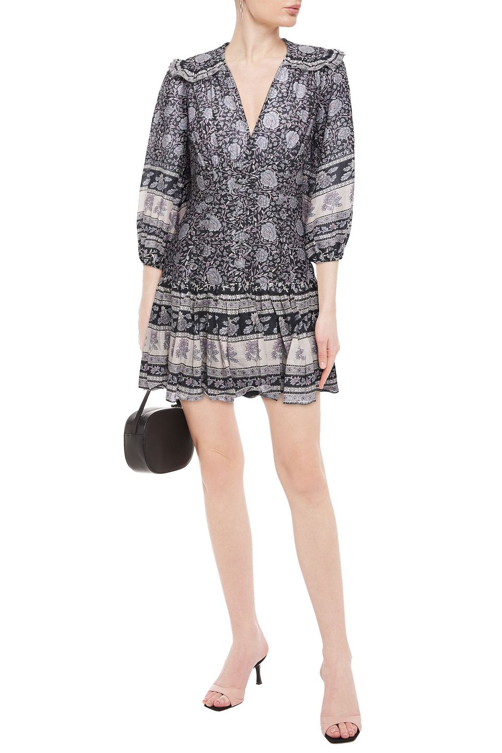 ZIMMERMANN Amari lace-up printed cotton mini dress