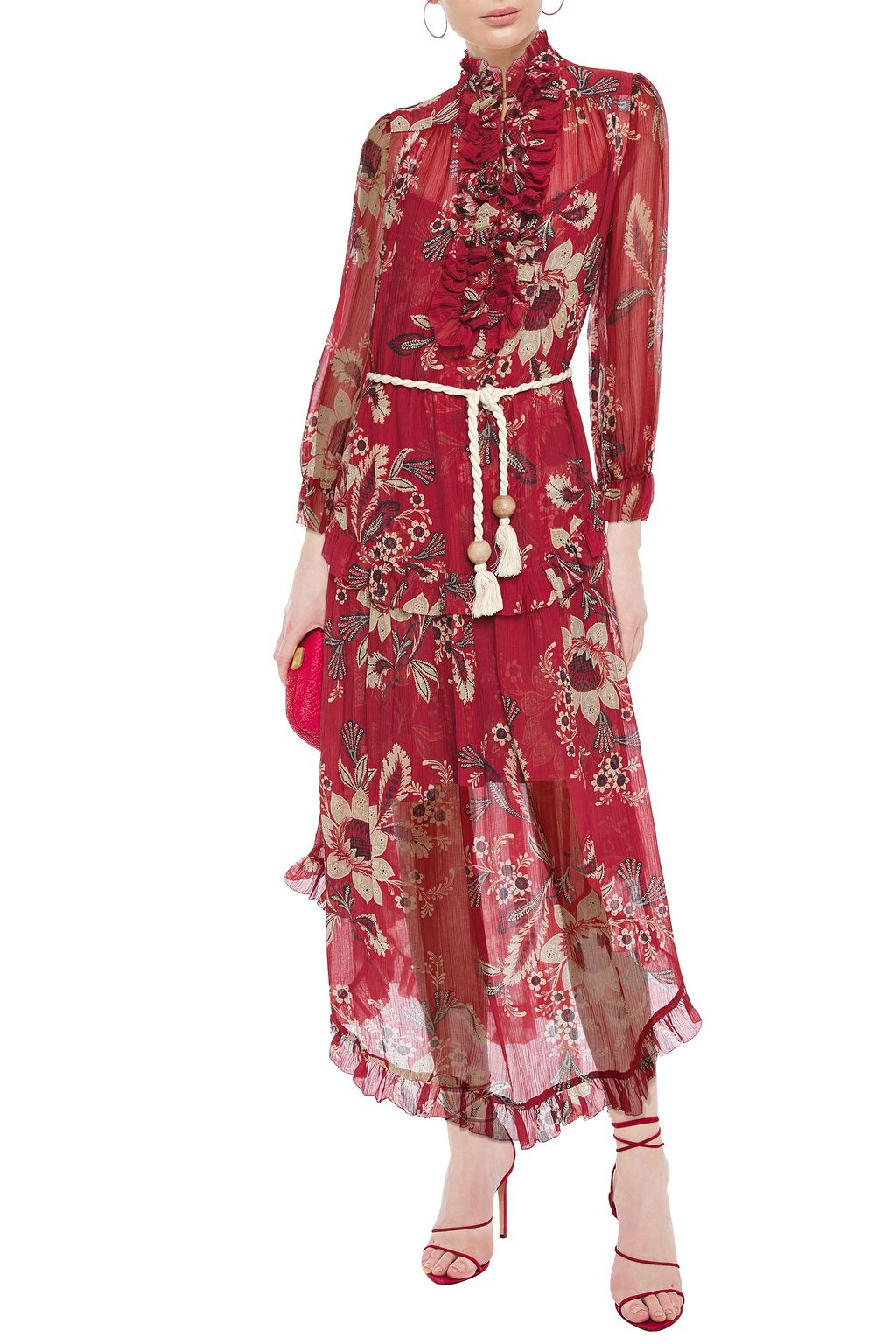 ZIMMERMANN Ruffled floral-print cotton and silk-blend gauze midi dress