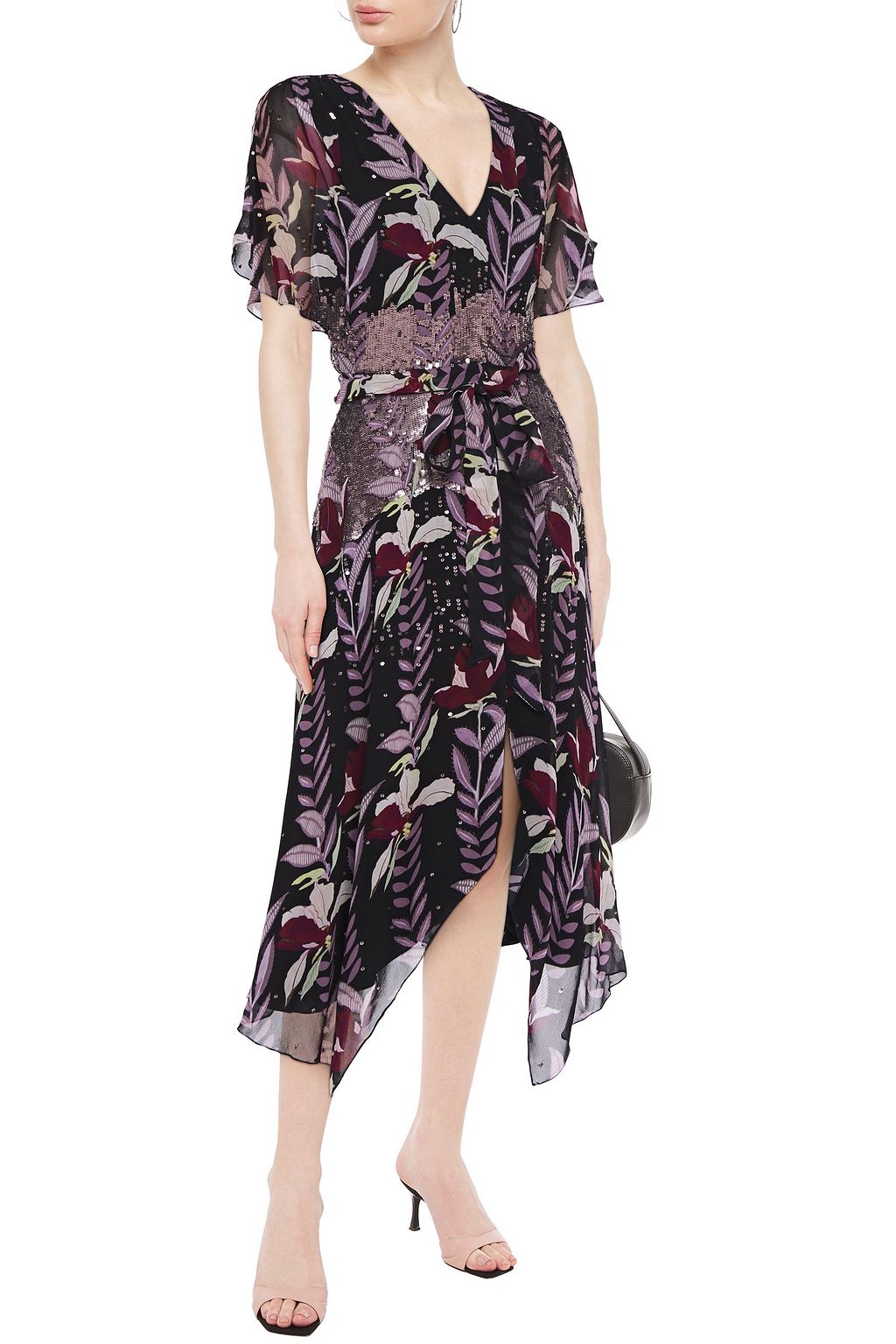 TEMPERLEY LONDON Bellflower sequin-embellished floral-print georgette dress