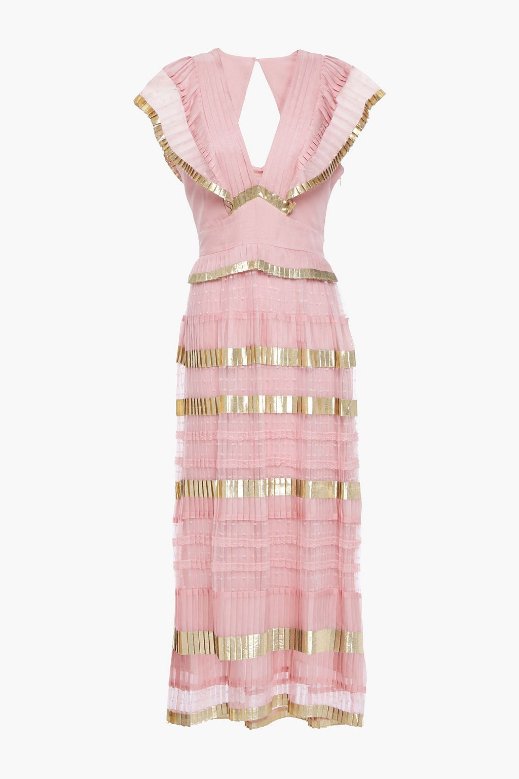 TEMPERLEY LONDON Phantom cutout pleated point d'esprit, organza and lam  midi dress | THE OUTNET