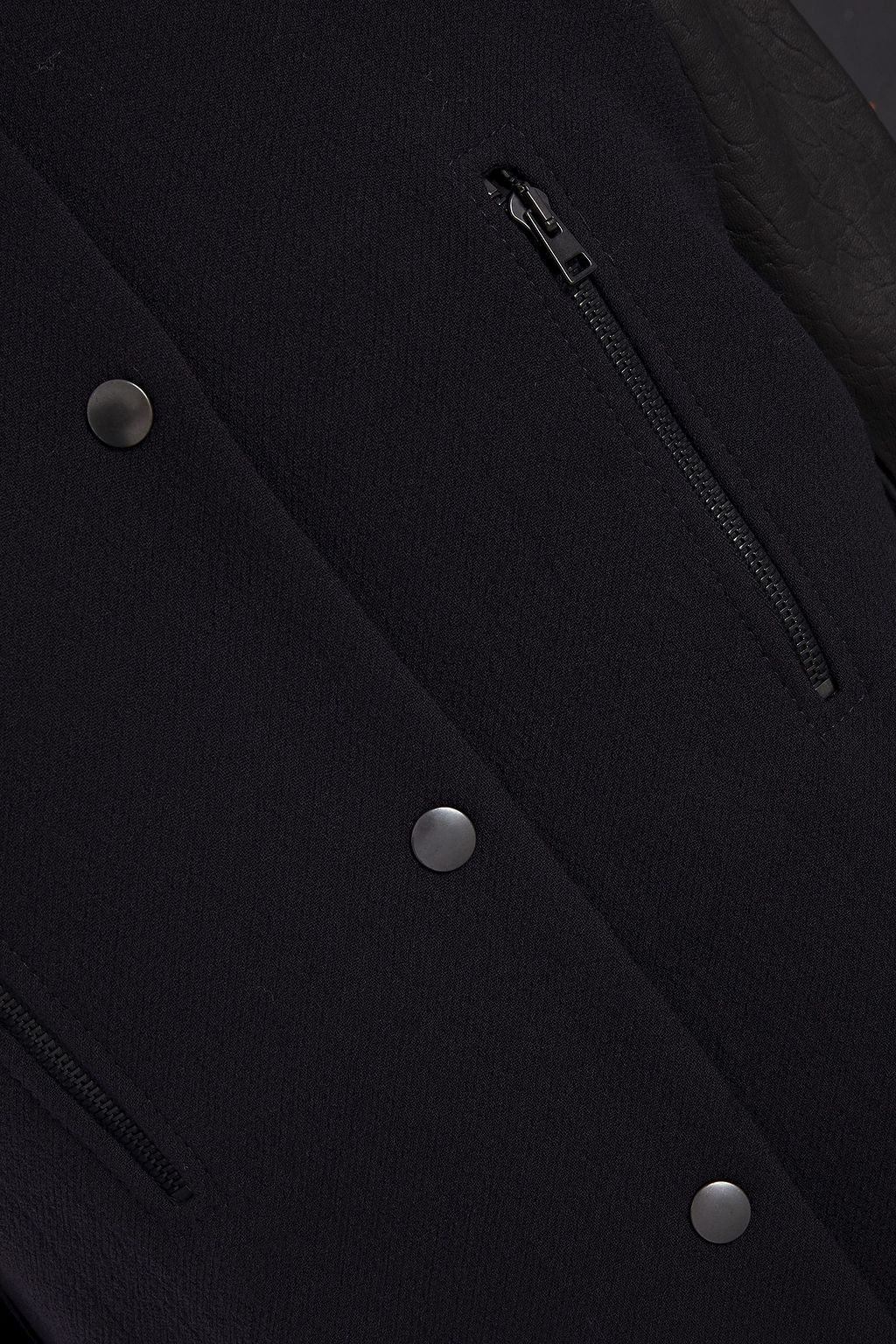 BA&SH Paneled wool-blend crepe and faux leather coat
