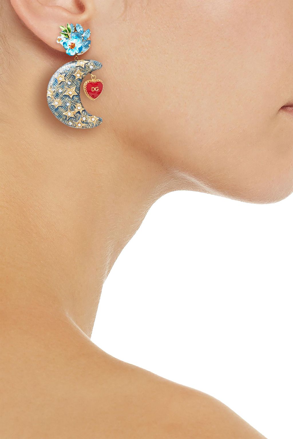 DOLCE&GABBANA Gold-tone, crystal and enamel earrings