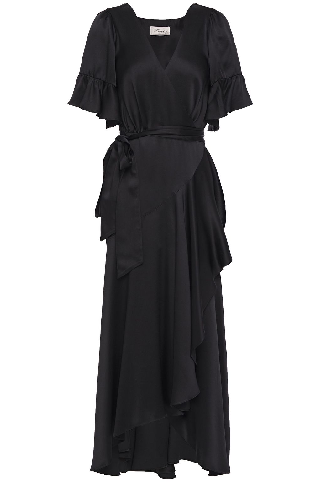 satin maxi wrap dress