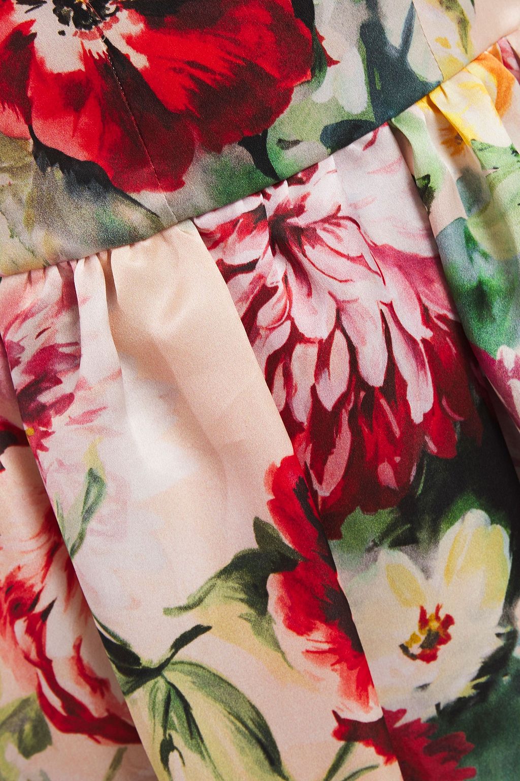 DOLCE&GABBANA Gathered floral-print silk-organza midi dress