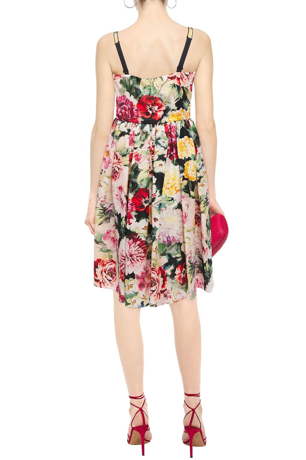 DOLCE&GABBANA Gathered floral-print silk-organza midi dress