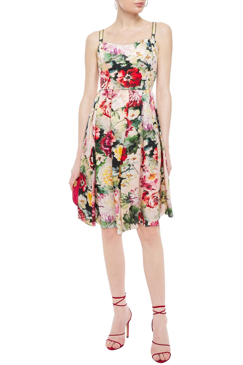 DOLCE&GABBANA Gathered floral-print silk-organza midi dress